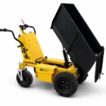 ET-500C electric mini dumper with the black bed tipped for unloading