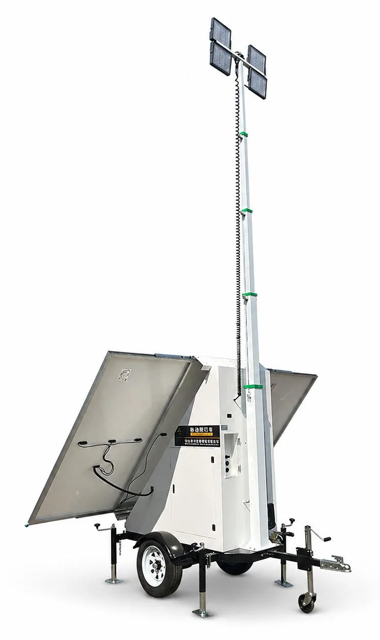ILTM70M-S solar light tower with panels folded for transport