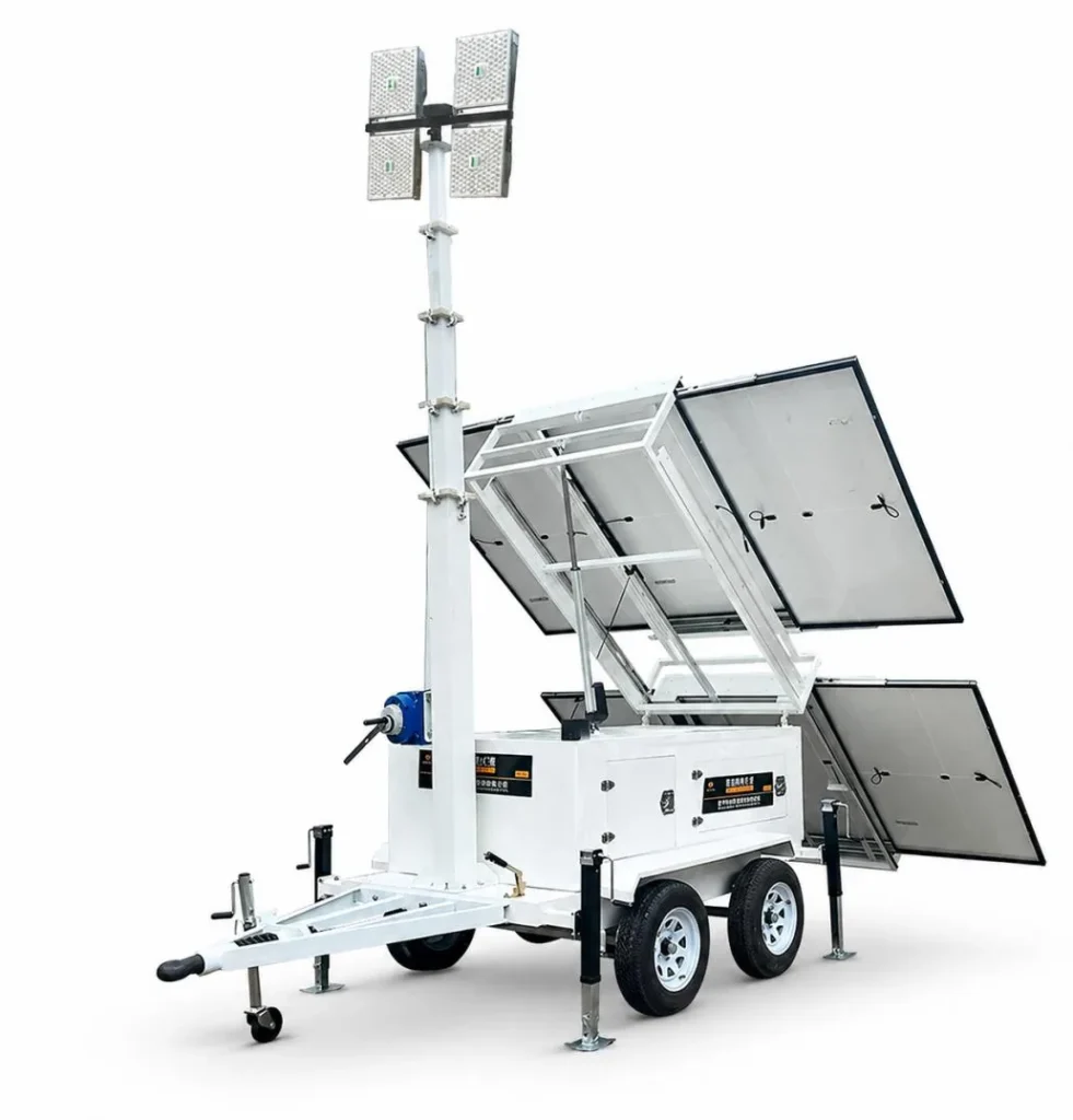 ILTM90M-SH4 hybrid light tower with 9 m mast and folding solar panels