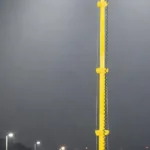 ILTP45M-SD portable light tower illuminating a site at night